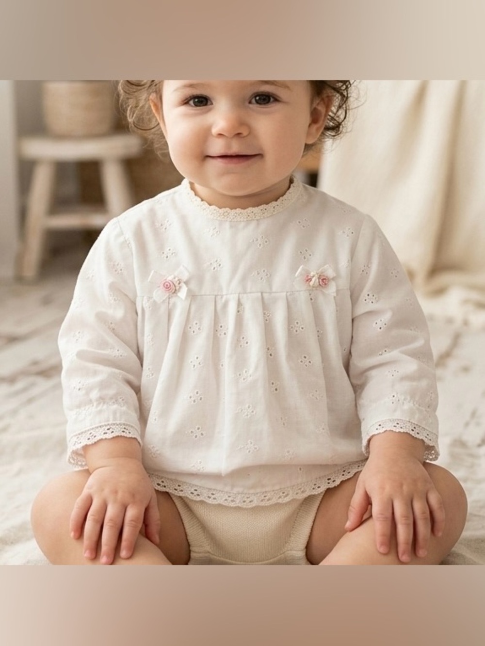 Vintage 1982 Baby Care by Dollycare Eyelet Lace Top Toddler Sz 12-18M Baby Girl